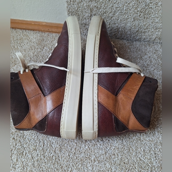 Frye Owen Mens Leather Two Tone Brown High Top Sneaker Size 8.5 - Picture 6 of 10